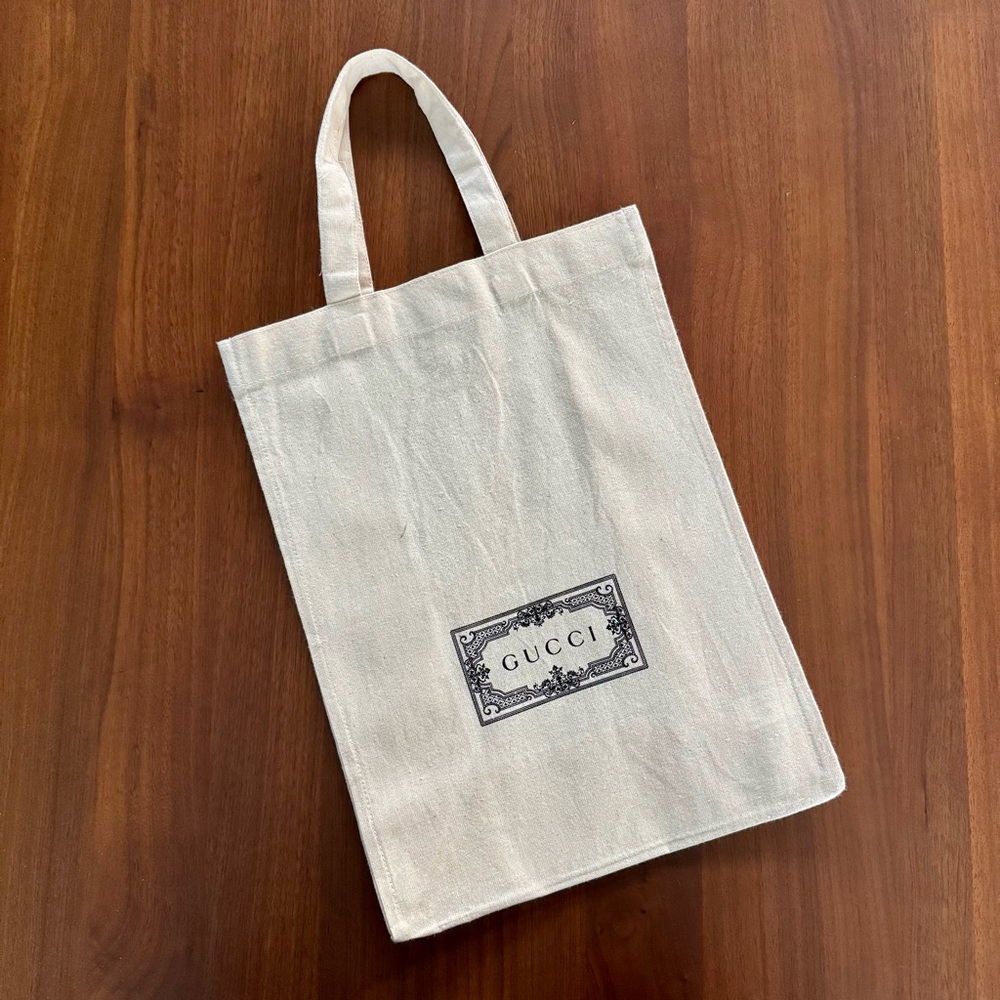 Gucci Natural Canvas Vertical Tote Black Logo Alessandro Michele Era